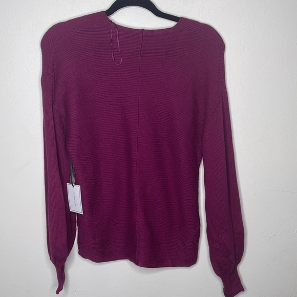 1 state Berry Sweater Balloon Sleeve Cotton V-Neck Pullover - Picture 4 of 4
